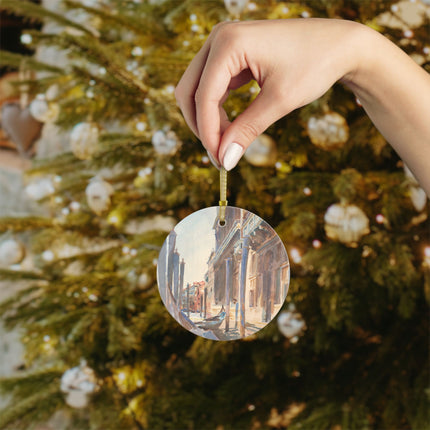 Gondola Moorings on the Grand Canal by John Singer Sargent Glass Ornament