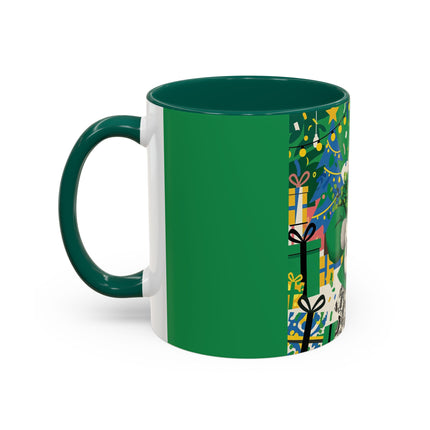 🍀🎄 The Emerald Holly Christmas Colorful Mug – Art Deco Holiday Elegance