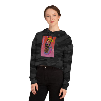 Enchanting Geisha Cropped Hooded Sweatshirt