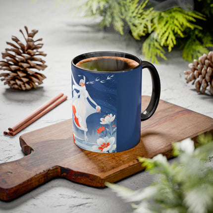 ❄️⛸️ The Winter Skater’s Flight Colorful Mug – Art Deco Floral Fantasy