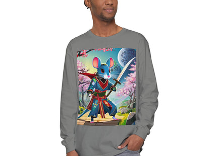 Cyber Samurai Rat Garment-dyed Long Sleeve T-Shirt