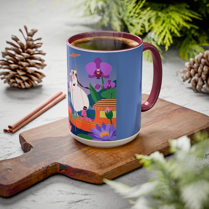 The Lady Of The Lotus Voyage Colorful Mugs – Art Deco Botanical Elegance