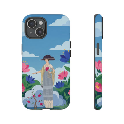 🌸🎩 The Lady Of The Grand Flower Garden Phone Case – Art Deco Fashion Illustration