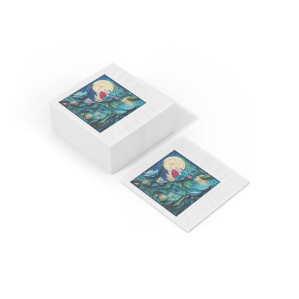 Ethereal Moonlit Lake White Coined Napkins