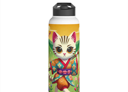 Samurai Kitten Stainless Steel Water Bottle, Standard Lid
