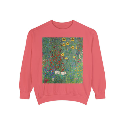 Farm Garden with Sunflowers by Gustav Klimt Unisex Garment-Dyed Sweatshirt