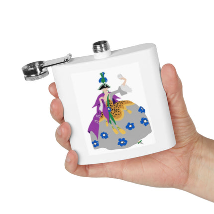 Masquerade Marquise Flask – Art Deco Glamour & Carnival Mystique