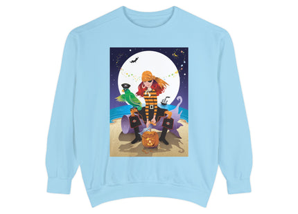 Moonlit Pirate Halloween Unisex Garment-Dyed Sweatshirt