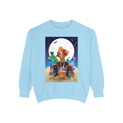 Moonlit Pirate Halloween Unisex Garment-Dyed Sweatshirt