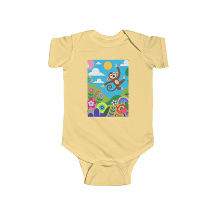 Playful Young Monkey Baby Bodysuit – Whimsical Jungle Adventure Design