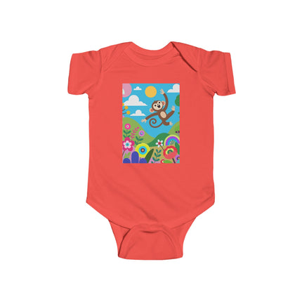 Playful Young Monkey Baby Bodysuit – Whimsical Jungle Adventure Design