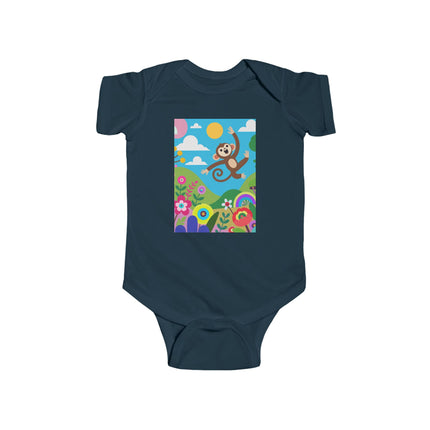 Playful Young Monkey Baby Bodysuit – Whimsical Jungle Adventure Design