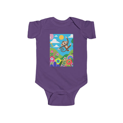 Playful Young Monkey Baby Bodysuit – Whimsical Jungle Adventure Design