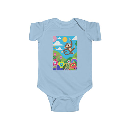 Playful Young Monkey Baby Bodysuit – Whimsical Jungle Adventure Design