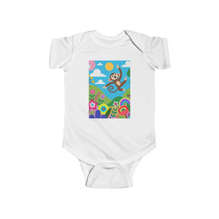 Playful Young Monkey Baby Bodysuit – Whimsical Jungle Adventure Design