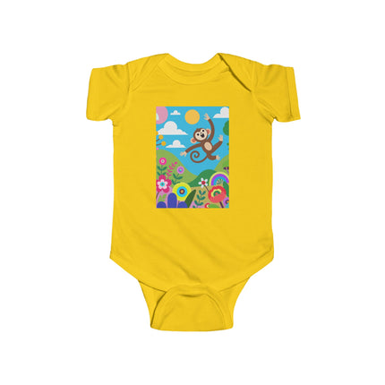 Playful Young Monkey Baby Bodysuit – Whimsical Jungle Adventure Design