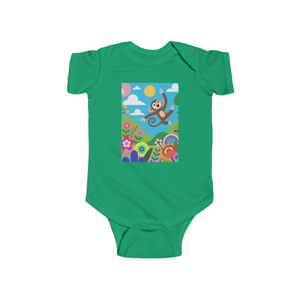 Playful Young Monkey Baby Bodysuit – Whimsical Jungle Adventure Design