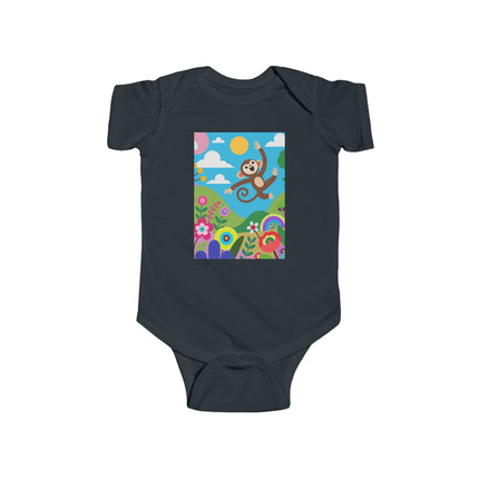 Playful Young Monkey Baby Bodysuit – Whimsical Jungle Adventure Design