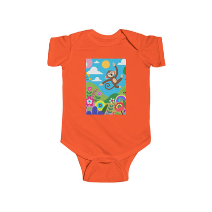 Playful Young Monkey Baby Bodysuit – Whimsical Jungle Adventure Design