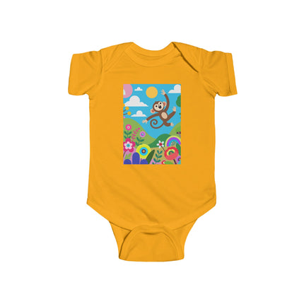 Playful Young Monkey Baby Bodysuit – Whimsical Jungle Adventure Design