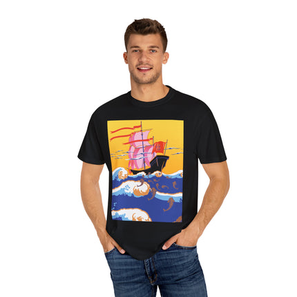 Golden Seas and Whimsical Dreams Unisex Garment-Dyed T-shirt