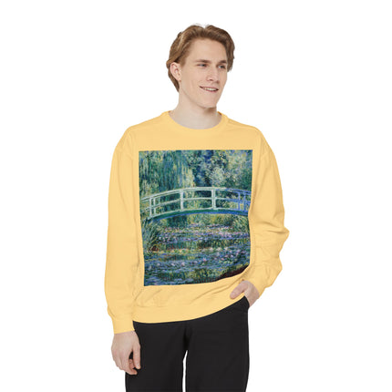 Water Lilies and Japanese Bridge by Claude Monet Unisex Garment-Dyed Sweatshirt
