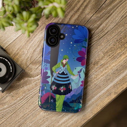 🌸🐦 The Lady Of The Midnight Bird Garden Phone Case – Art Deco Floral Fantasy
