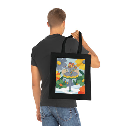🌼❄️ The Winter Flower Wanderer Cotton Tote Bag – Colorful Winter Fantasy