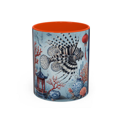 Lionfish & Lantern Colorful Mug – Mystical Ocean & Asian Harmony