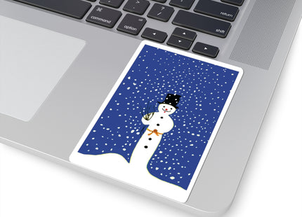 Snowman in Falling Snow Kiss-Cut Stickers (4 Sizes)
