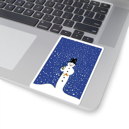 Snowman in Falling Snow Kiss-Cut Stickers (4 Sizes)