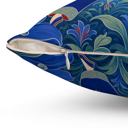 💙🌺 The Imperial Blue Garden Square Pillow – Art Deco Oriental Elegance