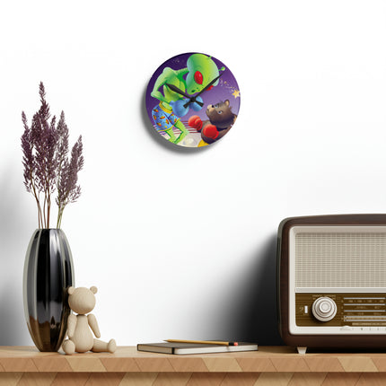 Cosmic Clash Acrylic Wall Clock, Round and Square