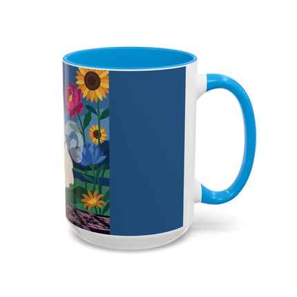 The Lady Of The Golden Parasol Colorful Mugs – Art Deco Botanical Elegance