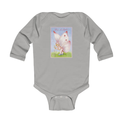 It’s A Girl! Long Sleeve Baby Bodysuit – Whimsical Wings & Cozy Celebration