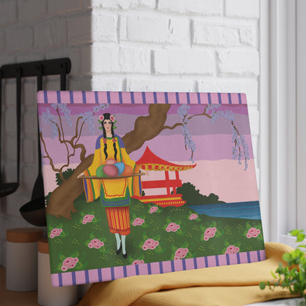Elegance and Blooms Glass Cutting Board