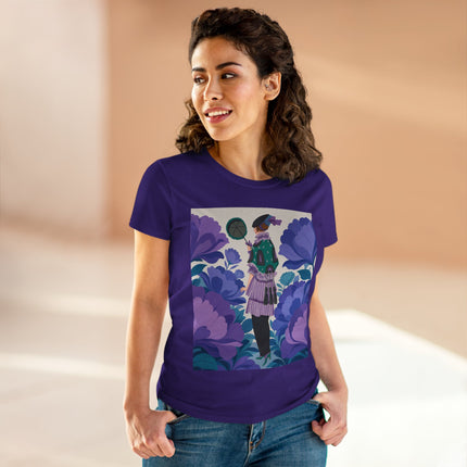 💜🌸 The Violet Garden Promenade Cotton Tee – Art Deco Floral Fashion