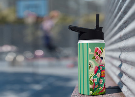 Geisha Kitten and the Dandelion Wish Stainless Steel Water Bottle, Standard Lid