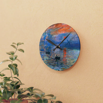 Sunrise by Claude Monet Acrylic Wall Clock, Round and Square