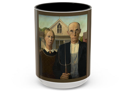 American Gothic by Grant Wood Colorful Mugs (11oz, 15oz)