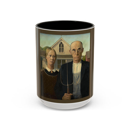 American Gothic by Grant Wood Colorful Mugs (11oz, 15oz)
