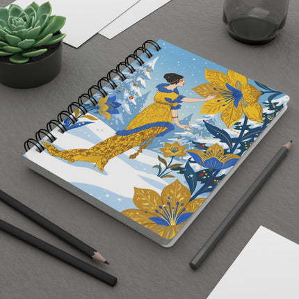🌼❄️ The Golden Blossom Winter Garden Spiral Notebook – Art Deco Holiday Fantasy