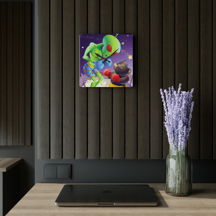 Cosmic Clash Acrylic Wall Clock, Round and Square