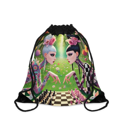 The Spring Gambit: A Fairy’s Move Drawstring Bag – Whimsical Chess & Spring Magic