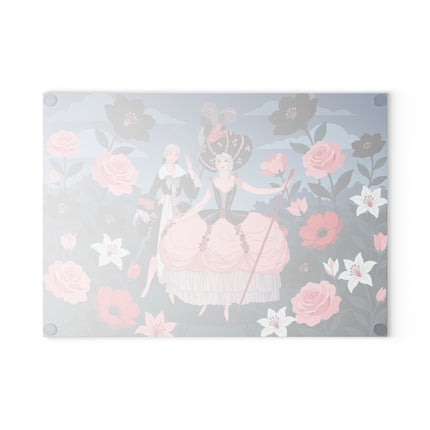 🌹🎭 The Ladies Of The Midnight Rose Garden Glass Cutting Board – Art Deco Masquerade Elegance