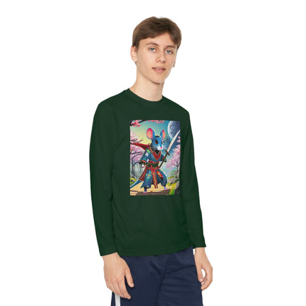 Cyber Samurai Rat Youth Long Sleeve Competitor Tee – Neon Warriors & Futuristic Adventure