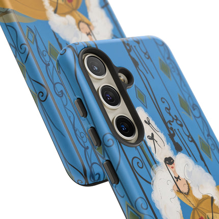 🎭🌹 The Lady At The Masquerade Gates Phone Case – Art Deco Fashion Illustration