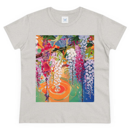 Women's Golden Wisteria Print Midweight Cotton Tee