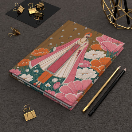 🌸🧡 The Rose & Amber Garden Reverie Hardcover Journal – Art Deco Floral Elegance