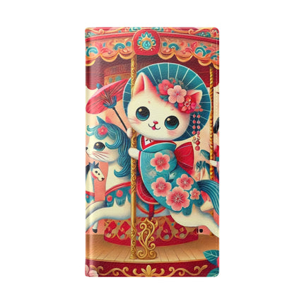 🎠🌸 Geisha Kitten's Enchanted Carousel Flip Case – Whimsical Dreams & Cherry Blossom Magic
